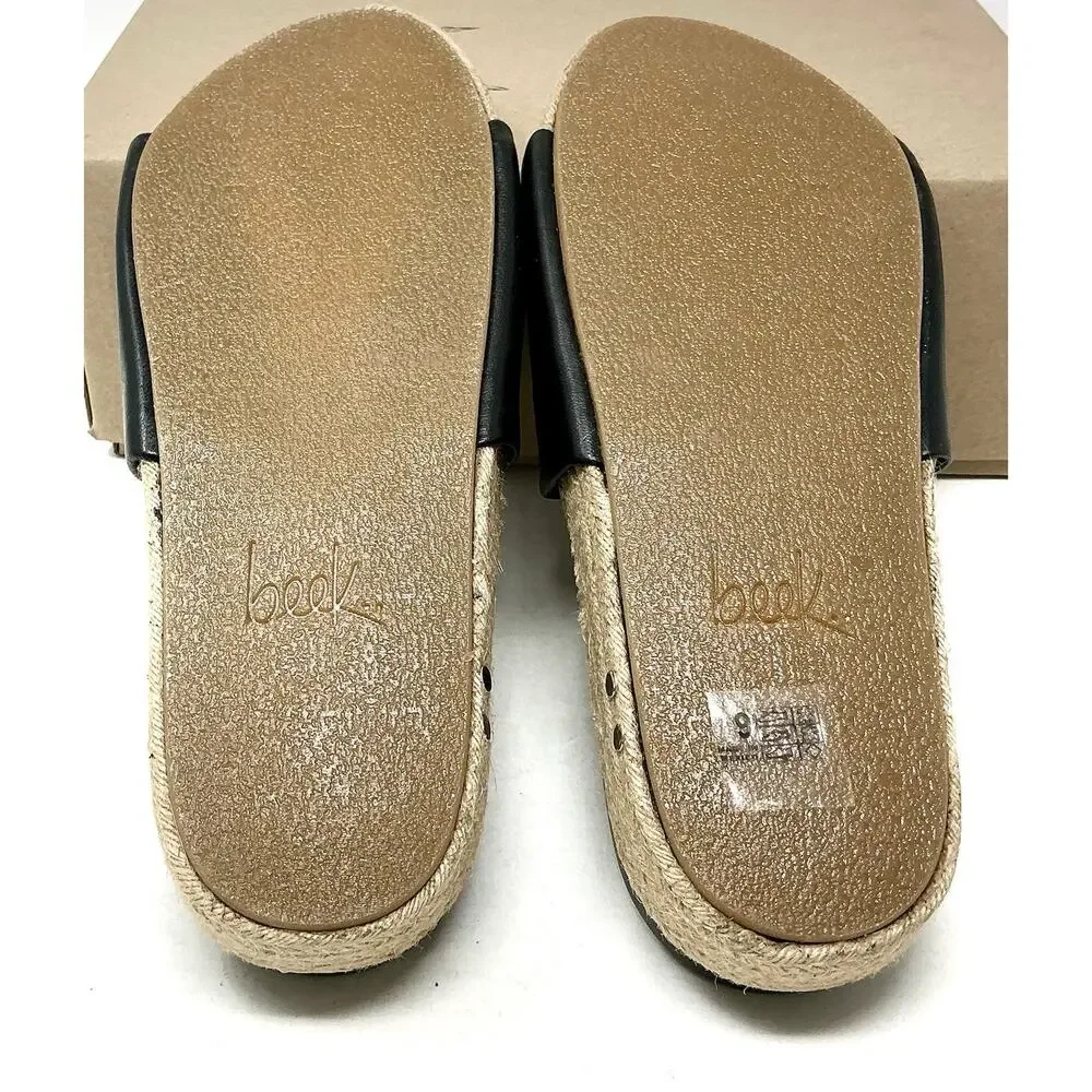 🆕Beek Pelican Jute Platform Slide Sandals Black